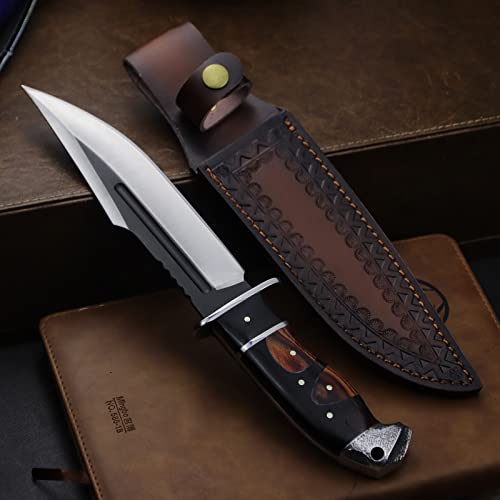 DeHong-88 Hunting Knife 7.1-Inch Fixed Blade Tactical Knife with Leather Sheath for Camping & Survival