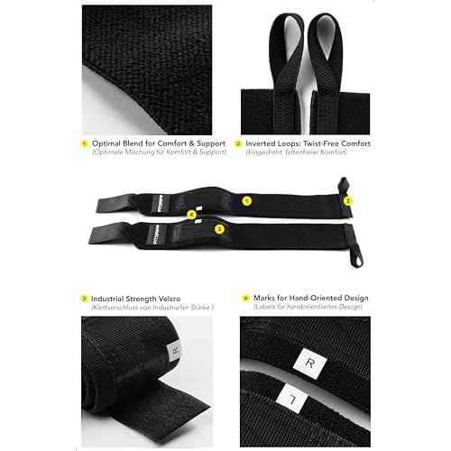 Fitgriff¢ç Wrist Wraps for Weightlifting (18") Heavy-Duty Support for Gym, Bench Press, and Pushups (1 Pair) - for Men and Women (Black)