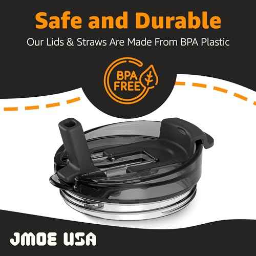 Jmoe USA 40 oz Replacement Lid For Yukon Fit Forty Tumbler With Handle | 2 in 1 Straw Lid | Made of BPA Free Tritan Plastic | 100% Leakproof Design | Dishwasher Safe (2-Pack)
