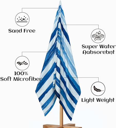 Oversized Beach Towel 36 x 72 in Microfiber Pool & Bath Towel for Adults