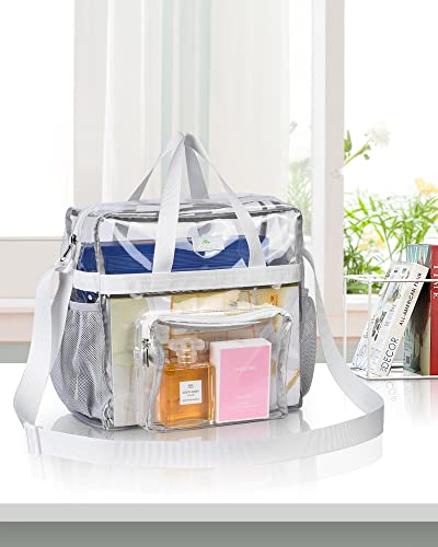 White Clear Tote Bag for Stadium Events 12x6x12 Inches Waterproof PVC