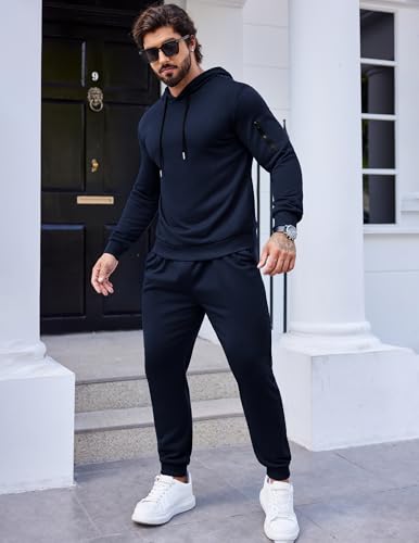 Men's Navy Blue Medium Tracksuit 2 Piece Hooded Athletic Jogging Set