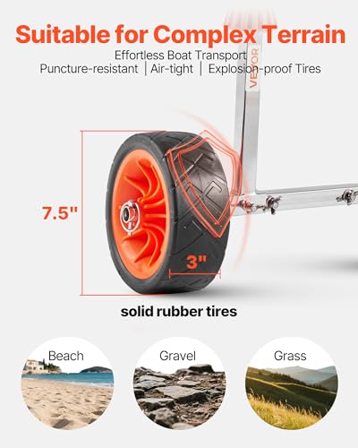 Kayak Cart with 250 lbs Load Capacity, Paddle Board Dolly, Rubber Tires