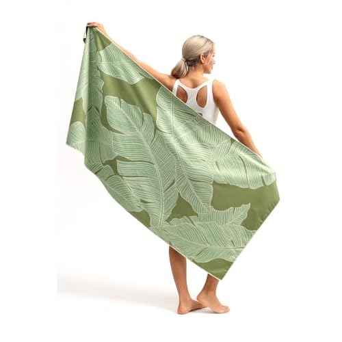 Eunzel Microfiber Beach Towel, Quick Dry Travel Towel Large Sand Free Towel for Beach, Camping, Swim Pool, Gym, Sports& Yoga 71"x32", Palm Green