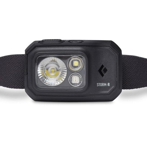BLACK DIAMOND Storm 500-R Rechargeable LED Headlamp, Waterproof and Dimmable for Camping, Hiking, Running, Hunting, Work with Red Light Headlamp Mode, Black
