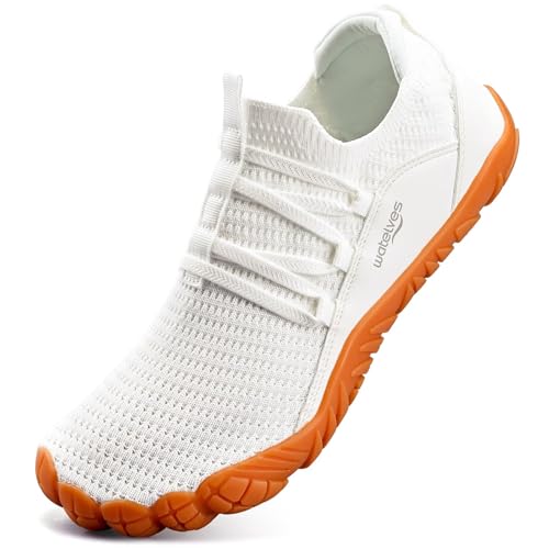 Water Shoes Men Women Wide Toe Box Slip-On Minimalist Gym Sneakers - White, 8 Women / 7 Men