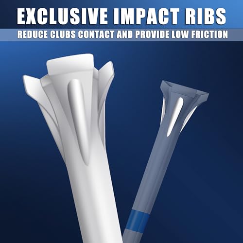 Golf Tees 3-1/4 Inch Pack of 100 - Premium 3-Prong Plastic Stability & Long Distance