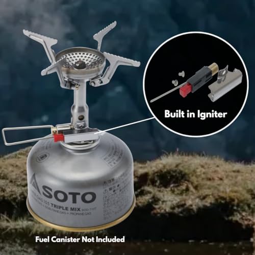 SOTO Amicus Camping Stove with Igniter, Wind-Resistant, Shockproof, Portable