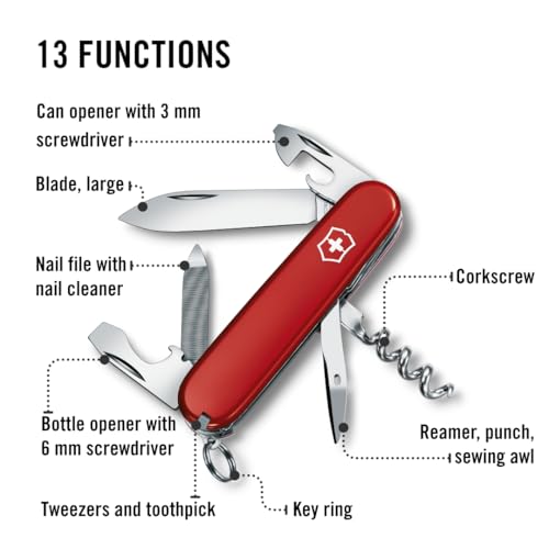 Swiss Army Knife 13-Function Multi Tool Pocket Knife Red