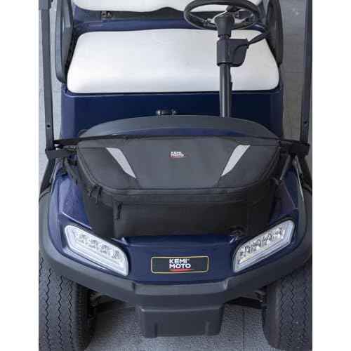 KEMIMOTO Golf Cart Cooler Bag, Fits 20-30 11oz Cans, Insulated with Drain Plug, Reflective Finish, Handy Pockets, Golf Cart Accessories Gifts for Golfers Men, Compatible with EZGO Club Car