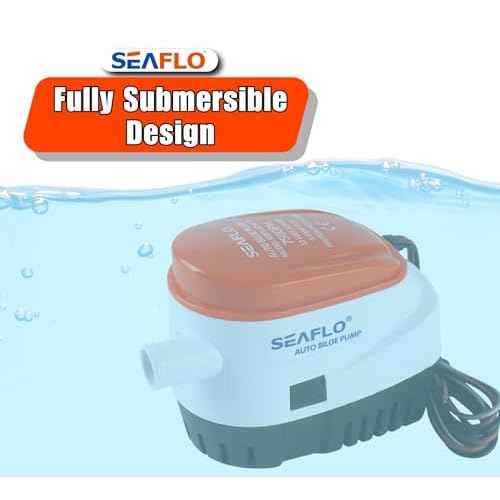 SEAFLO 06 Series Automatic Submersible Bilge Pump - 750GPH, 12V, 3/4" Outlet, 4-Year Warranty! All-in-One Pump and Float Switch, Snap-Off Strainer, Compact for Marine Boat Yacht, CE Rohs Certified