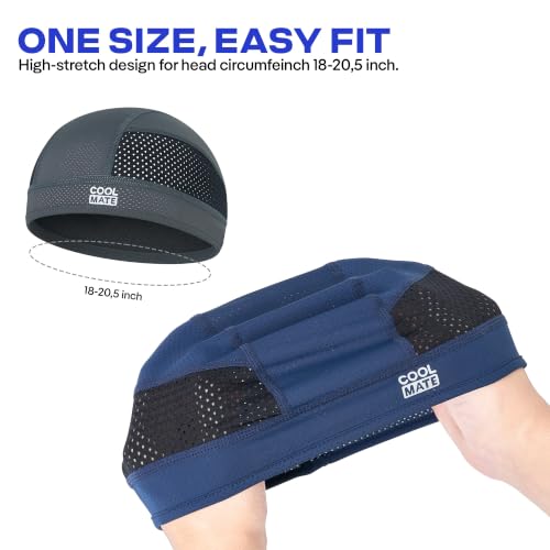 Breathable Cooling Skull Cap Helmet Liner for Men Women - Pack 3 Black Grey Navy