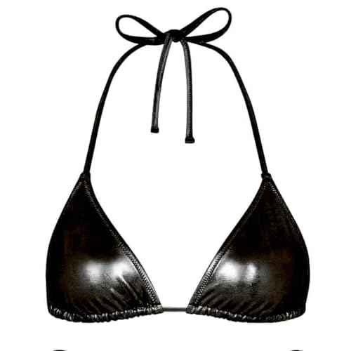 Women's Metallic Bikini Top - Halter Shiny Triangle Bralette Rave Tops Tie Side Swimsuit Bra