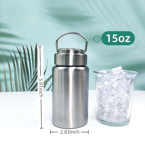 15 Oz Uninsulated Stainless Steel Water Bottle - Reusable Sports Drink Container