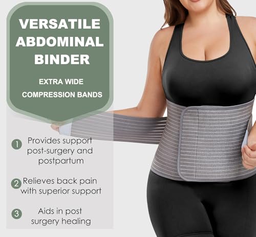 Postpartum Abdominal Binder Support Wrap - Grey, Waist L/XL