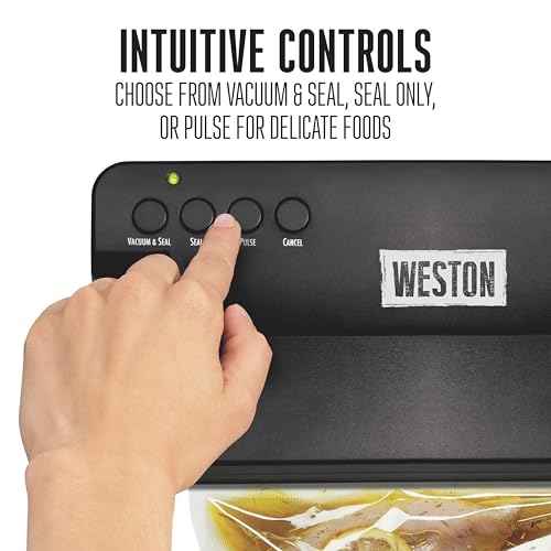 Weston Compact Food Vacuum Sealer Machine, Powerful 23¡± Hg Pump, For bags Up To 11¡± Wide, 100 Watts, Corner Guides for Easy Align, Intuitive Controls + Pulse Function, Black (65-2061-W)