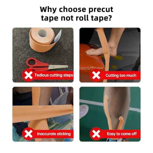 IEADEN Precut Kinesiology Tape for Knees, 10 Pcs - Knee Support & Stability, Knee Pain Relief Athletic Tape - Elastic & Waterproof, Breathable Hypoallergenic Latex-Free Tape, Beige