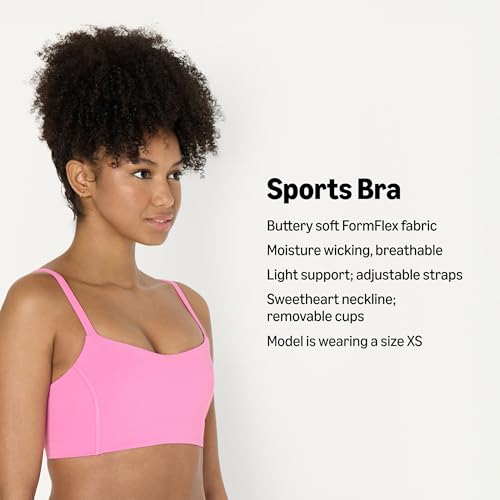 Women's Active FormFlex Sports Bra - Pink, Medium, Removable Cups