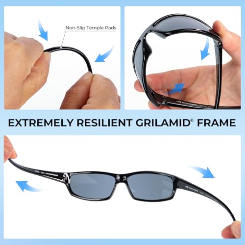 KastKing Kateel Full Wrap Sport Sunglasses with Smoke Lenses, Black Frame