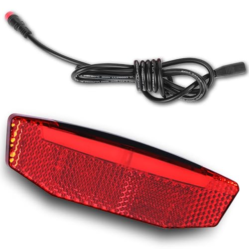 EBike Tail Light, 6V-60V LED Warning Light High Brightness Bike Rear Light Night Riding Equipment Waterproof Connector Electric Bike Accessories for Night Riding Cycling
