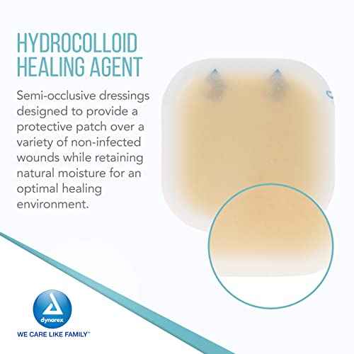 Dynarex DynaDerm Hydrocolloid Dressings, Sterile Moist Bandages, 2" x 2," Thin & Latex-Free, Peel-Down Patches, 1 Case - 12 Boxes of 20 DynaDerm Hydrocolloid Dressings