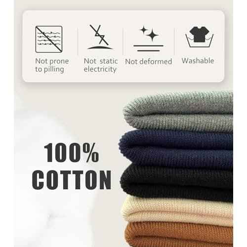 100% Cotton Beanies for Men Women Cotton Hats Soft Warm Unisex Cuffed Plain Skull Hat Autumn Winter Slouchy Knitted Cap