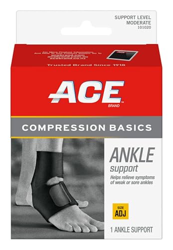 Adjustable Ankle Support Brace - Moderate Compression for Injury Recovery & Prevention, Fits Left or Right - Pack of 1