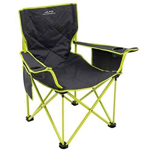 ALPS Mountaineering King Kong Camping Chairs for Adults with Mesh Cup Holders and Pockets, Built Durable and Reliable with Compact Foldable Steel Frame, Charcoal/Citrus