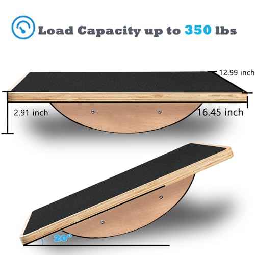 Balance Board Wooden Wobble Board for Adults Anti-Slip Board for Physical Therapy & Core Strength, Ideal Balance Board for Standing Desk with Ankle Support