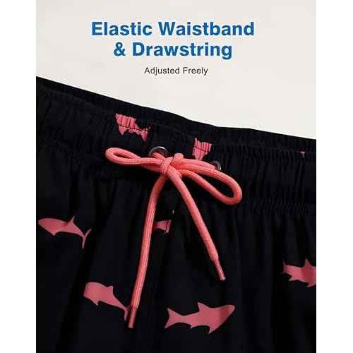 Mens Swim Trunks with Compression Liner 5" Stretch Beach Shorts 2 in 1 Quick Dry with Zipper Pockets Board Shorts