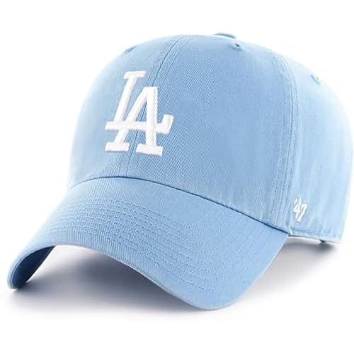 47 Los Angeles Dodger Columbia Blue Alternate Primary Logo Clean Up Adjustable Strap Hat Cap, Adult One Size Fits All, Orange