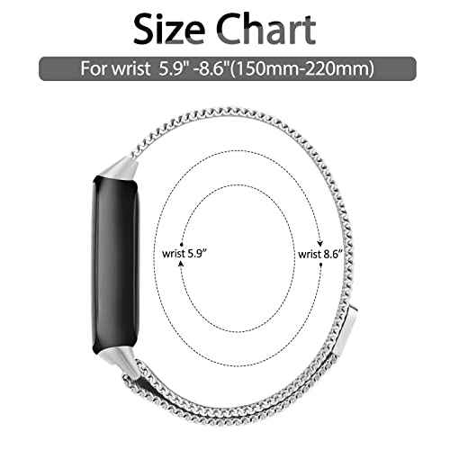 Vanjua for Fitbit Inspire 3 Bands Women Men, Stainless Steel Metal Mesh Loop Adjustable Magnetic Wristband Replacement Straps Compatible with Fitbit Inspire 3 Fitness Tracker