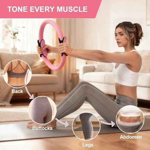 Home Pilates Kit for Women - 14 Pcs Pilates Equipment Set with Pilates Ring and Ball, 5 Resistance Bands Etc Accessories for Beginners Home Workouts - Includes Workout Guide