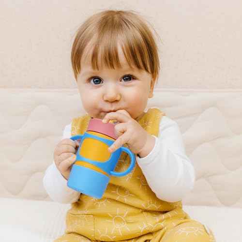NiHome Silicone Double Handle & Boot Fit for Owala Kids¡¯ Tumbler Zak Kelso Tumbler 12oz 15oz, Easy to Install for Toddlers to Grip & Train, Shock-Absorbing Bottom Sleeve Drop Protection (Blue)
