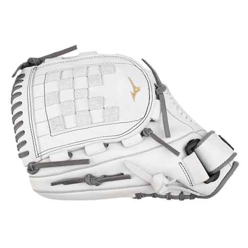 Mizuno GMVP1200PF4W MVP Prime Fastpitch Softball Glove 12", Tartan Web, Left Hand Throw, WHITE-GREY