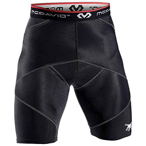 McDavid Compression Shorts, Thick Supportive Gym Shorts for Muscle Recovery. Cross Compression Short for Fitness. Black Short