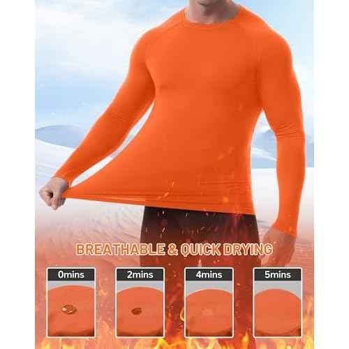 Runhit Men's Thermal Compression Shirt Fleece Lined Long Sleeve Thermal Shirts Athletic Base Layer Top Cold Weather Gear