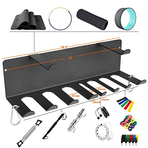Wall Mount Resistance Bands Rack for Home Gym Storage - Black 16.5"