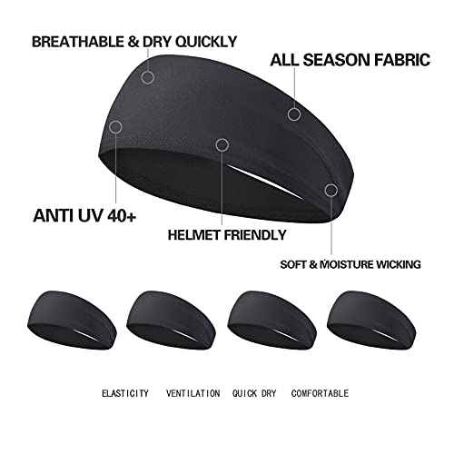 Mens Running Headband,5Pack,Mens Sweatband Sports Headband for Running,Cycling,Basketball,Yoga,Fitness Workout Stretchy Unisex Hairband
