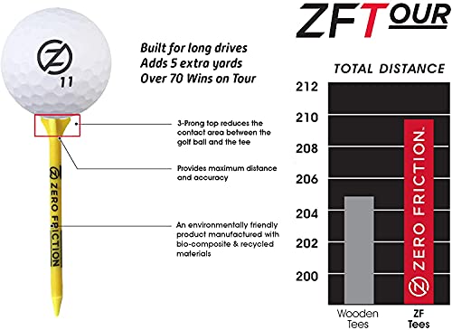 Zero Friction Golf Tee Variety Pack Tour - 50 Tees with Bonus Velvet Pouch