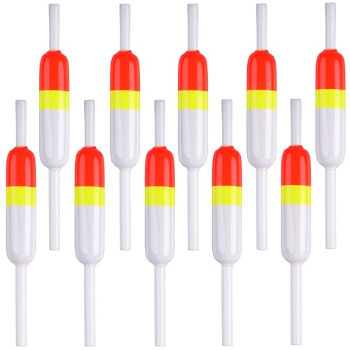 10 Pack Slip Fishing Bobbers - Buoyant Balsa Wood Float with Bright Colors, 2.44x0.59x5 Inches