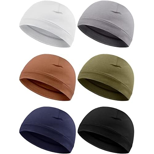 Syhood 6 Pieces Men Skull Caps Cotton Beanies Sleep Hats Multifunctional Helmet Liner Cap for Men and Women