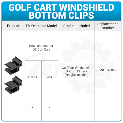 Club Car DS 1982+ Windshield Retaining Clips Kit - Black, Fit 1982-Up Models