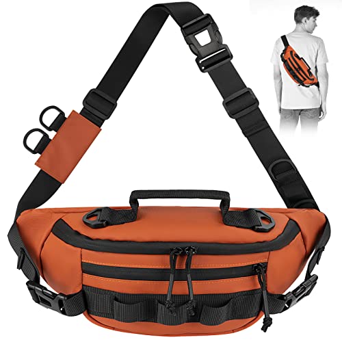 Waterproof Fishing Waist Pack - Orange Regular Tackle Bag for Women & Men