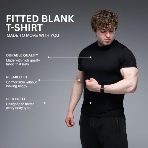 Ekkovision Men's Fitted Black Scoop Neck T-Shirt Large - Lightweight Cotton Blend