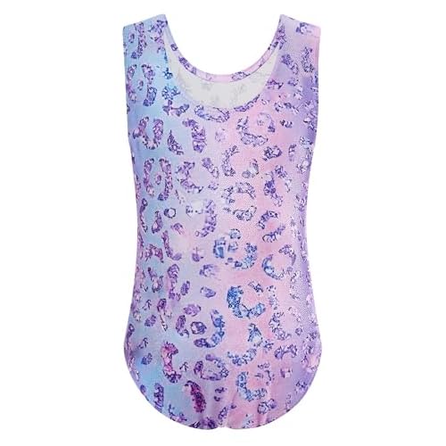 Zaclotre Gymnastics Leotards for Girls Sparkly Sleeveless Dance Unitards Biketards with Gym Shorts