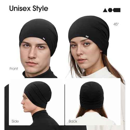 SUNMECI Thin Slouchy Beanie Hat - Soft for Chemo Hair Loss, All Day & Night Wearable Sleep Cap, Warm Stretchy for Men Women