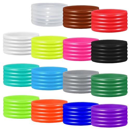 15 Pcs Silicone Tennis Racket Grip Bands Assorted Colors - Elastic Overgrip