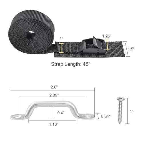 Ayaport Battery Tie Down Strap 48¡± Battery Box Hold Down Kit, Tie Down Kit, with Small Stainless Steel Bracket & Screws Used for RV Battery, Gas Fuel Tank, Accessories