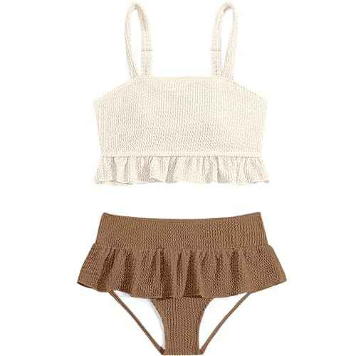 Migu Girls Swimsuits with Ruffled Hem Cute Bikini 2 Piece Bathing Suits for Girls Swimwear